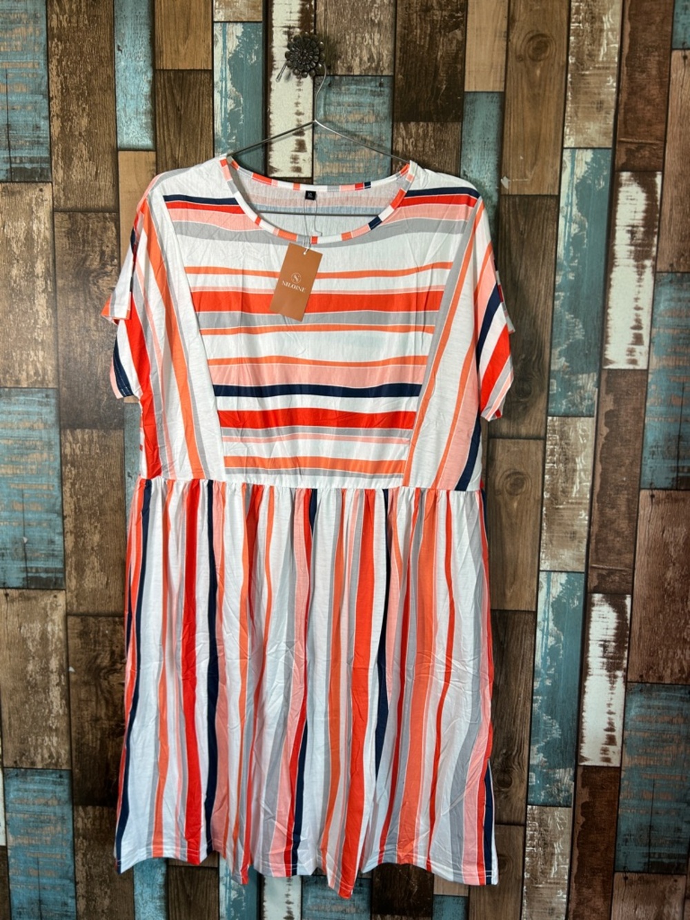 Fun Striped Lightweight Short Sleeve Dress
